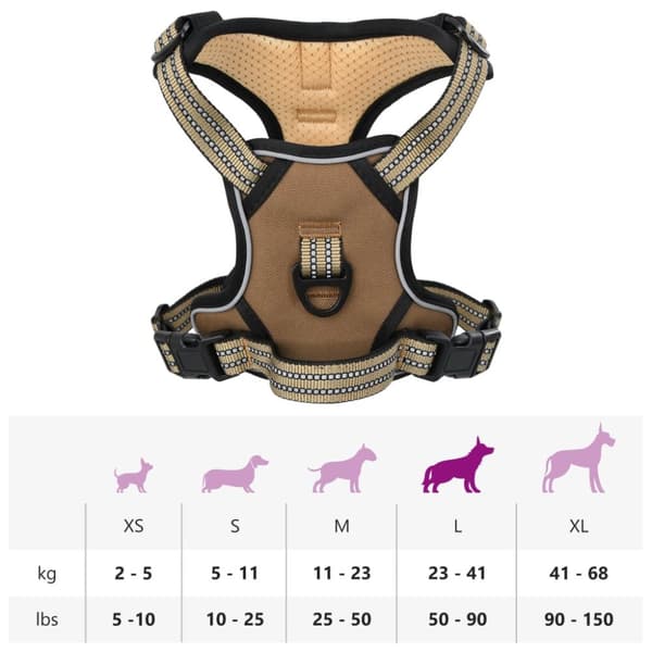 Hundsele med reflekterande ränder Justerbar brun L