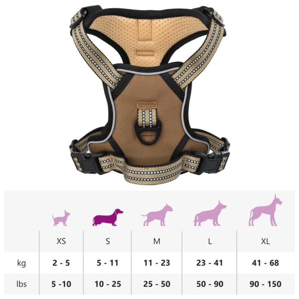 Hundsele med reflekterande ränder Justerbar brun S