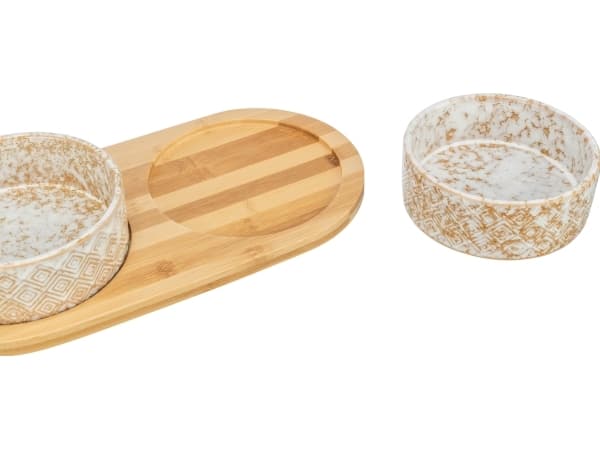 Trixie Bowl set, 2 × 0.8 l/ø 16 cm/39 × 8 × 20 cm, white/ecru