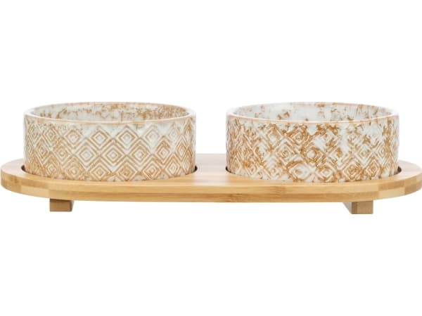 Trixie Bowl set, 2 × 0.8 l/ø 16 cm/39 × 8 × 20 cm, white/ecru