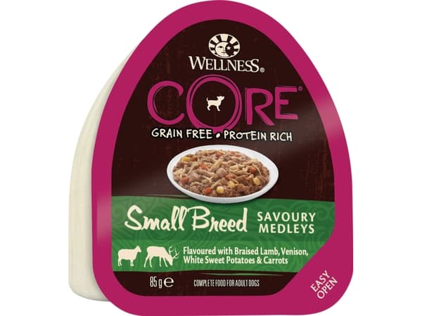CORE Small Breed Savoury Medleys w/Braised Lamb+Venison 85g - (12 pk/ps)