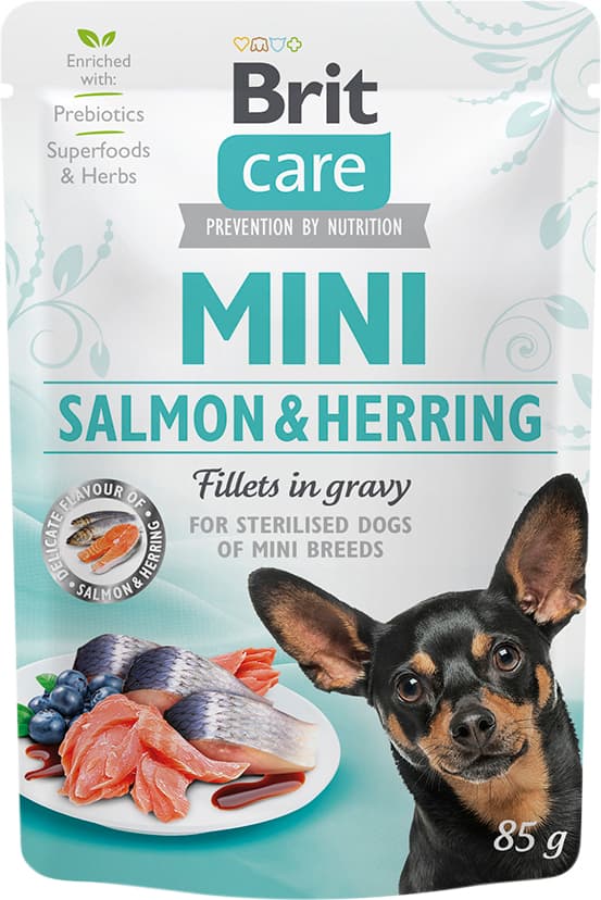 Brit Care Mini Adult Salmon Herring Steriliserad lax och sill för steriliserade hundar av små raser 85 g