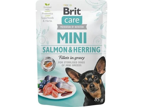 Brit Brit Care Mini Adult Salmon Sild Sterilisert laks og sild for steriliserte hunder av små raser 85 G