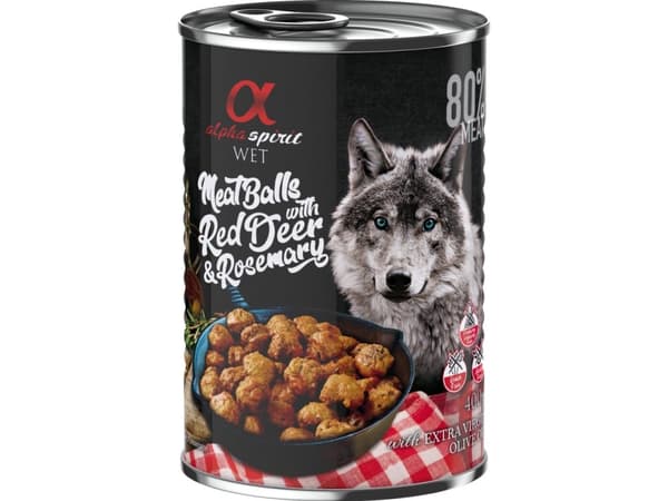 Alpha Spirit köttbullar på burk med hjortkött och rosmarin 400 g - (6 pk/ps)