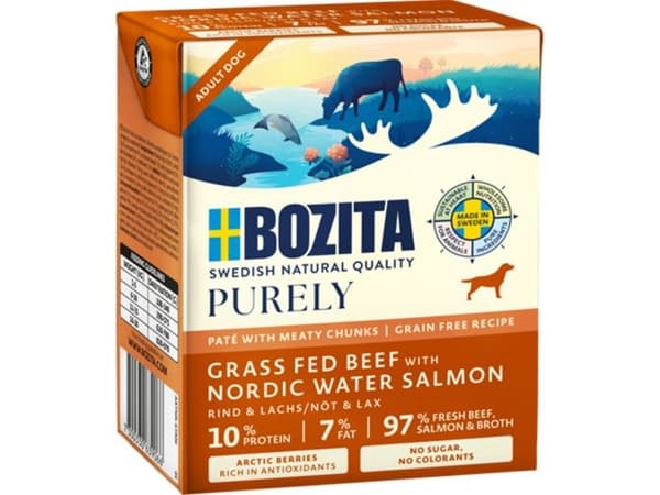 BOZITA Ren nöt- och laxbiff med köttbitar 370g