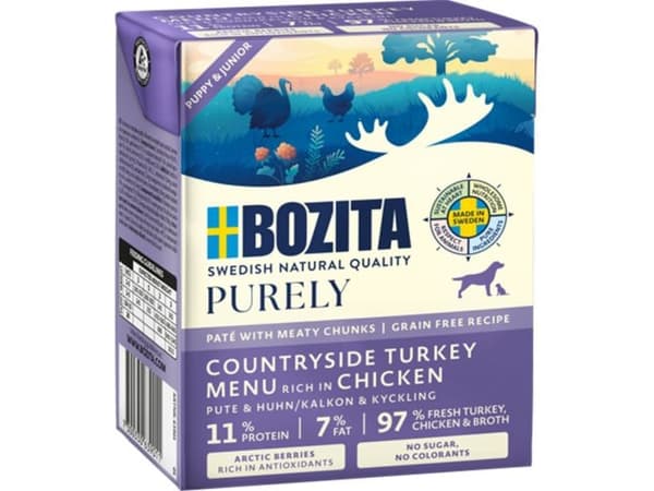 BOZITA Purely kalkkunan- ja kananlihapihvi pennuille 370g