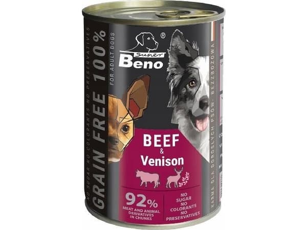SUPER BENO Nötkött med viltkött - våtfoder för hundar - 415 g