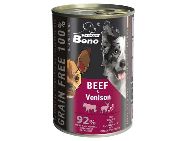 SUPER BENO Nötkött med viltkött - våtfoder för hundar - 415 g
