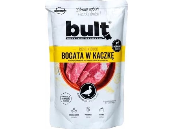 BULT Bult våtfôr for hunder, kjøttdeig med and, 500g