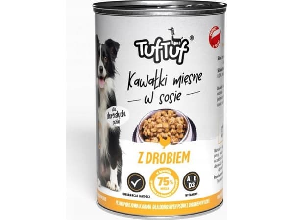 BULT TUF TUF Kjøttstykker med fjærfe til hund, boks, 415g