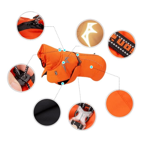 Varm vattentät hundjacka Eco Truelove orange storlek: 55cm