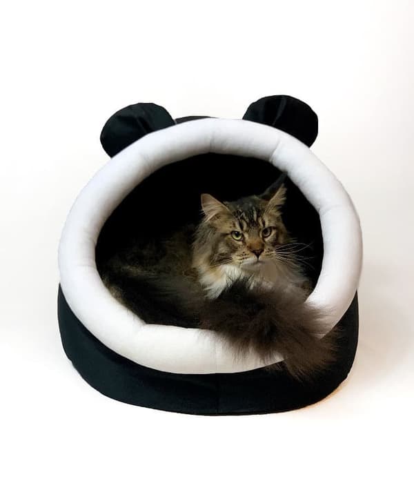 GO GIFT kattbädd - svart och vit - 40x45x34 cm