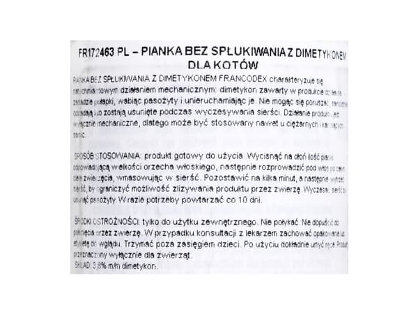 Francodex Francodex huuhteleva vaahto dimetikonilla kissoille 150ml