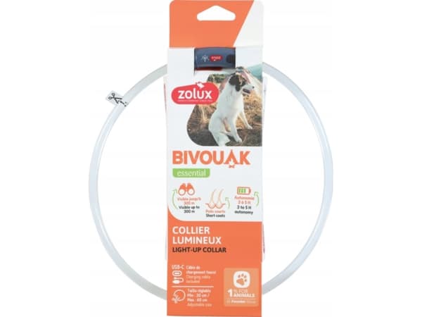 Zolux ZOLUX LED hundehalsbånd glødende silikon BIVOUAK transparent blå