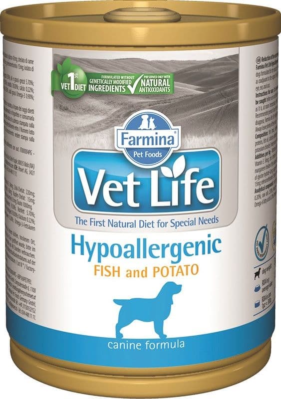 Farmina Pet Food Vet Life Hypoallergenic, Voksen, Alle hunderaser, Fisk, Potet, 300 g