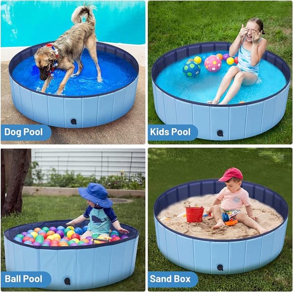 Lollanda Foldable Pet Pool – skridsikker og transportabel PVC-pool, robust og holdbar til hunde, katte og børn