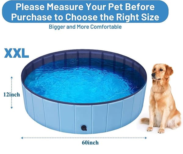 Lollanda Foldable Pet Pool – skridsikker og transportabel PVC-pool, robust og holdbar til hunde, katte og børn
