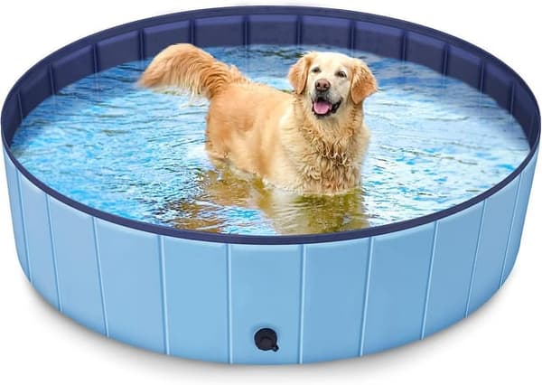 Lollanda Foldable Pet Pool – skridsikker og transportabel PVC-pool, robust og holdbar til hunde, katte og børn Blå XL