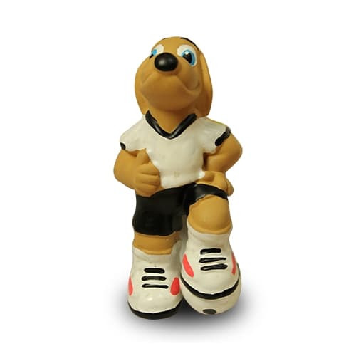 Hund Latex  fotbollsspelare  Gul/blå, 15 cm.