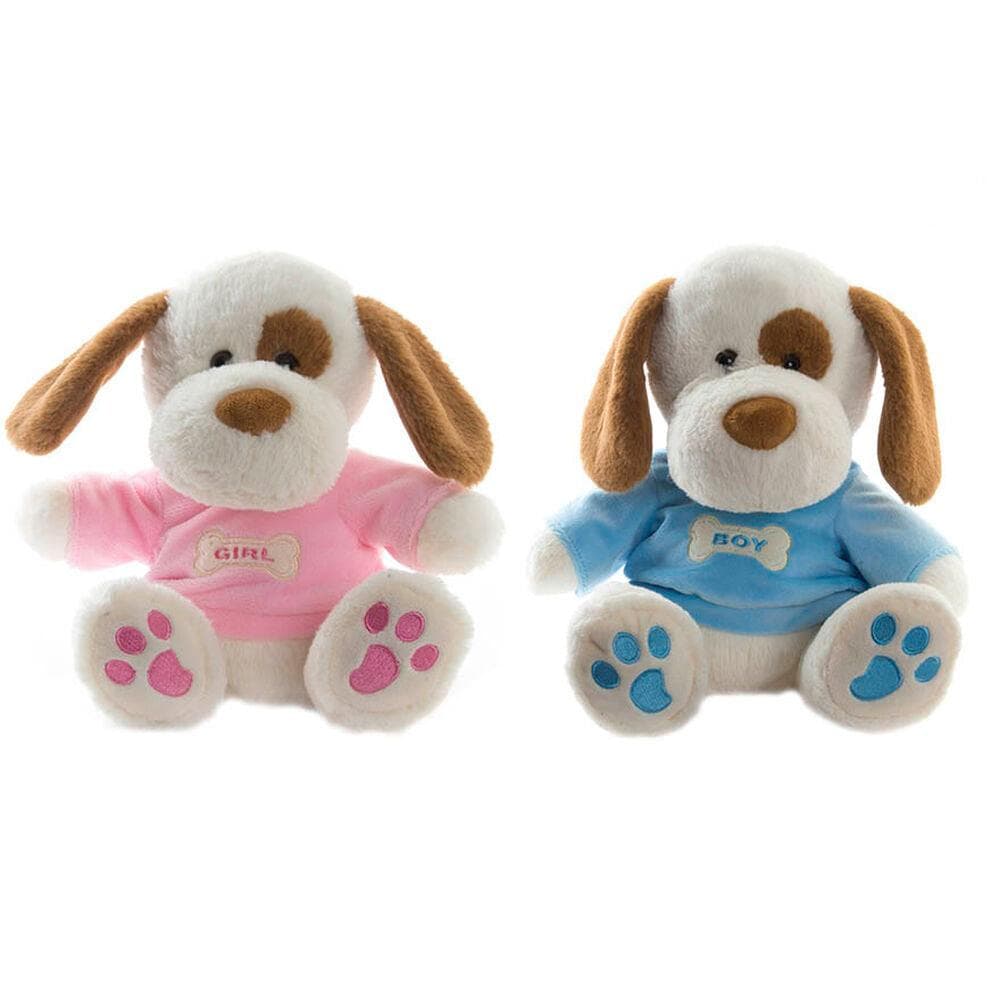 Fluffy toy DKD Home Decor Blue Pink Polyester Dog (2 pcs) (10 x 10 x 22 cm)
