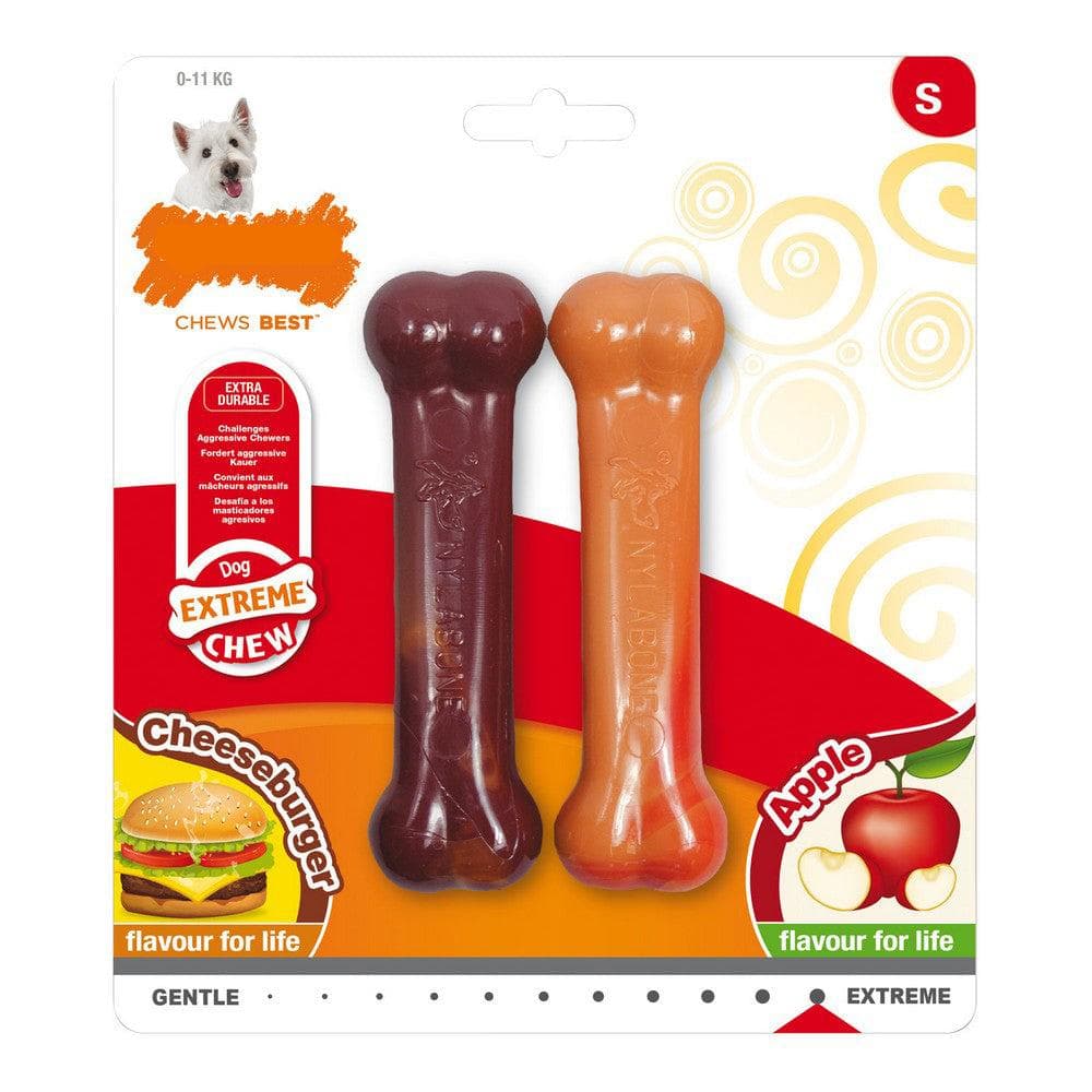 Dog teether Nylabone Extreme Chew Twin Apple Cheese Hamburger Size S Nylon (2 pcs)