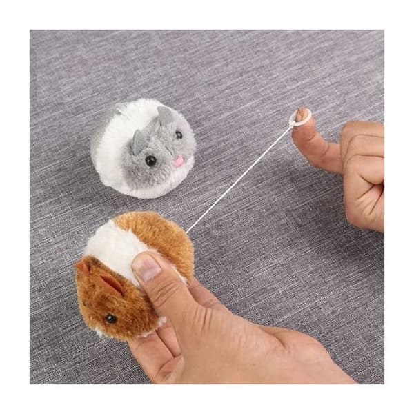 Kattens leksak - Vibrerande hamster - Brun - Batterifri - Plush - 7,5 x 6,5 x 5,5 cm