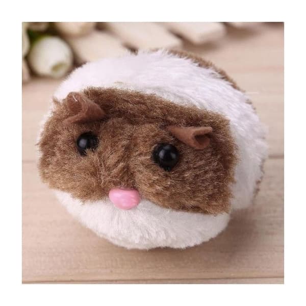 Kattens leksak - Vibrerande hamster - Brun - Batterifri - Plush - 7,5 x 6,5 x 5,5 cm