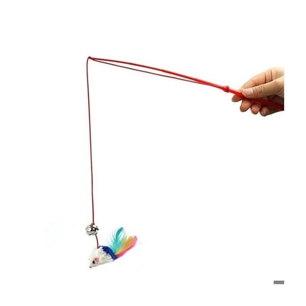 Kattleksak - Ej specificerad - Fiskespö - Elastisk snöre - Färgglad mus - Bjällra inkluderad
