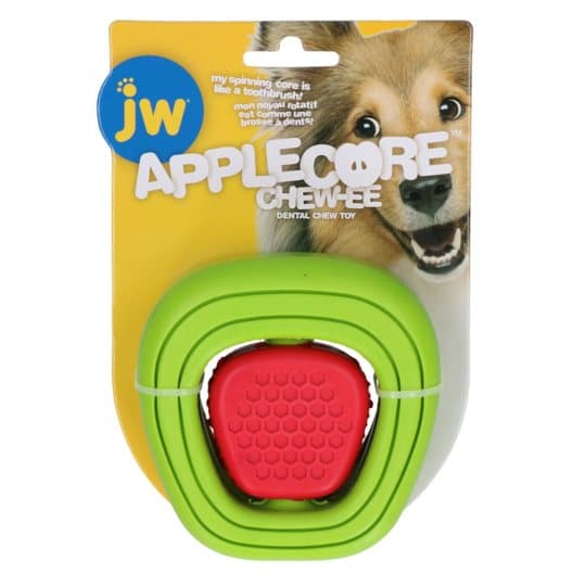 JW Apple core chew - Dette holdbare hundelegetøj har en roterende kerne, der hjælper med at rense tænder og tandkød.
