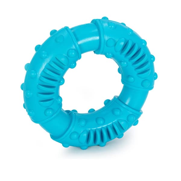 Praktisk Tyggeleketøy i blå gummi på 12,5 x 4 cm for store og små hunder, for tannpleie og interaktiv lek