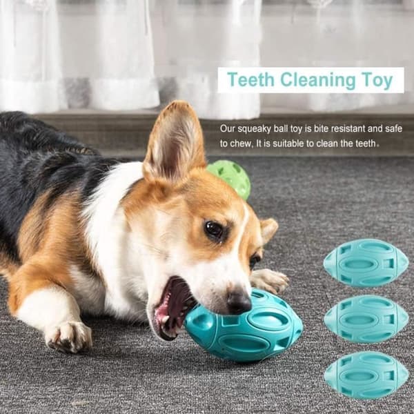 Tugglekugga för hund - BIGILANTUH - Squeaky boll - Naturlig gummi - Storlek 14x8 cm - Blå