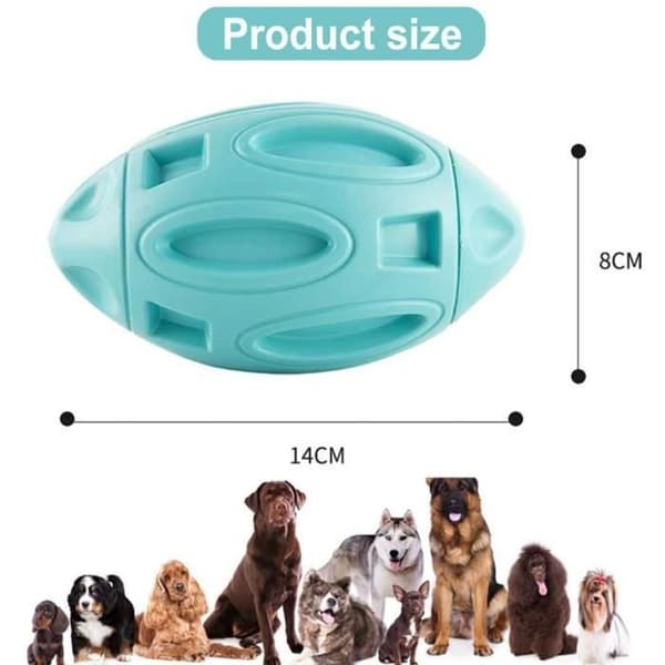 Tugglekugga för hund - BIGILANTUH - Squeaky boll - Naturlig gummi - Storlek 14x8 cm - Blå