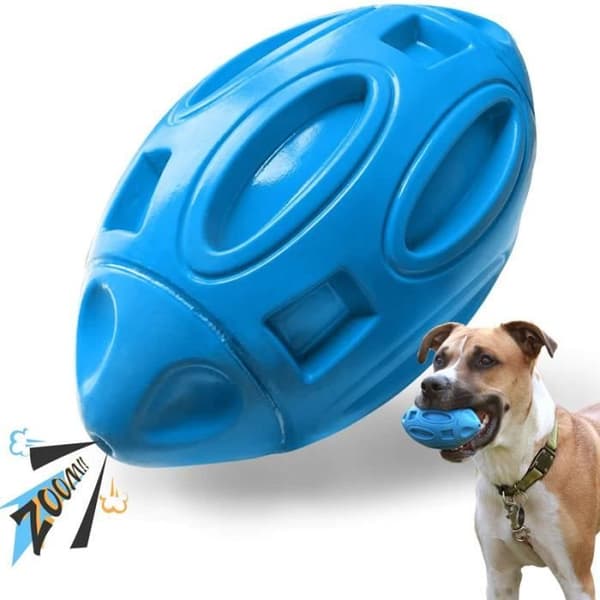 Tugglekugga för hund - BIGILANTUH - Squeaky boll - Naturlig gummi - Storlek 14x8 cm - Blå