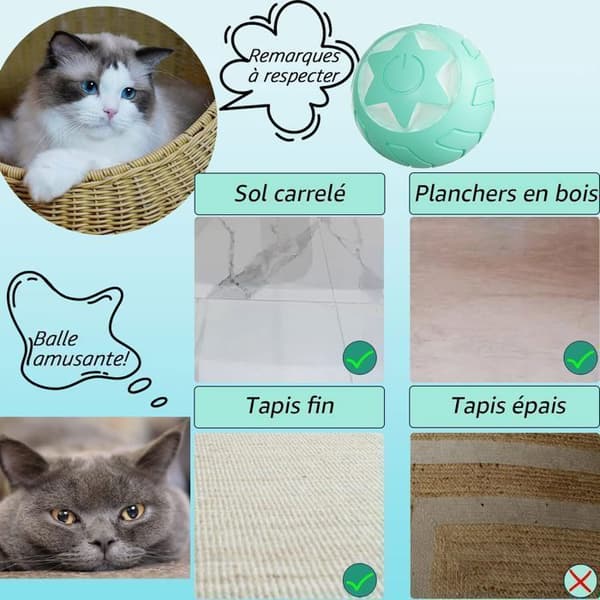 Interaktiv leksak - Ej specificerad - Kattboll - Laddningsbar - 2 lägen - Grön