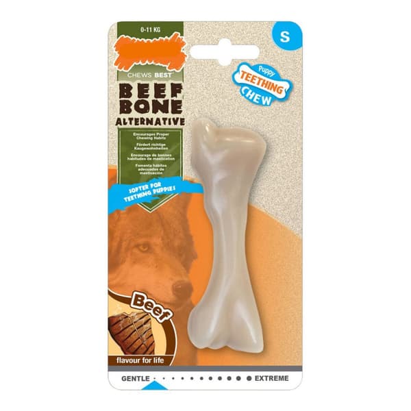 Tuggleksak för hundar Nylabone Beef Bone Valpar Termoplast Kött 20