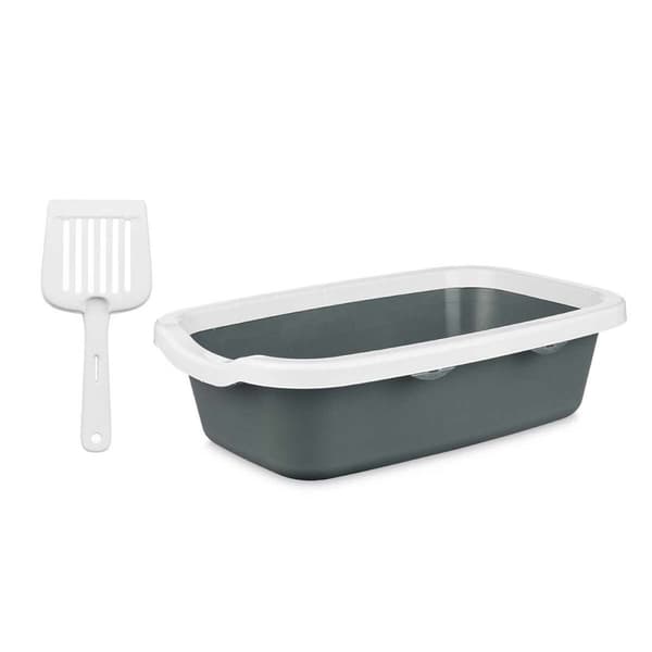 Kattlåda Mascow 87954 Vit Antracitgrå Plast 25 x 11 x 2 cm (11 Antal)