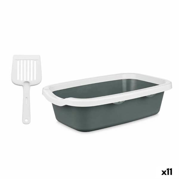 Kattlåda Mascow 87954 Vit Antracitgrå Plast 25 x 11 x 2 cm (11 Antal)