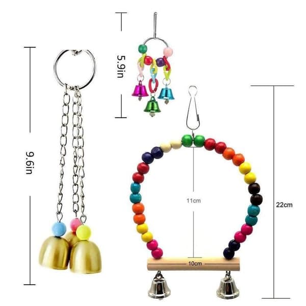 Fågel leksak - Multicolor - 6st - Papegoja - Tugga - Hängande