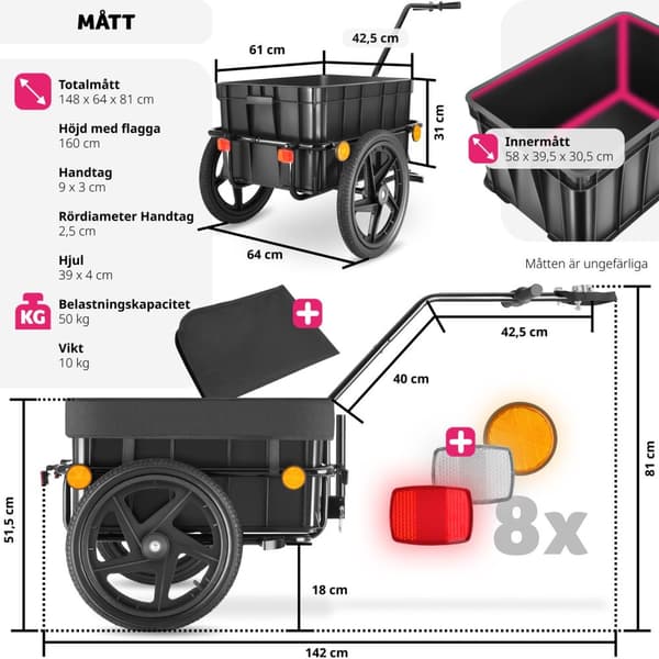 Cykelvagn CargoXpress, multifunktionell, upp till 50kg - svart