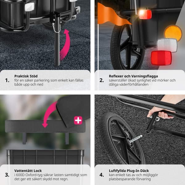Cykelvagn CargoXpress, multifunktionell, upp till 50kg - svart