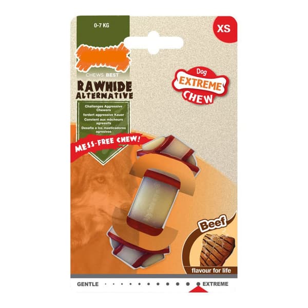 Koiran purulelu Nylabone Rawhide Solmu Nylon XS-koko Nauta