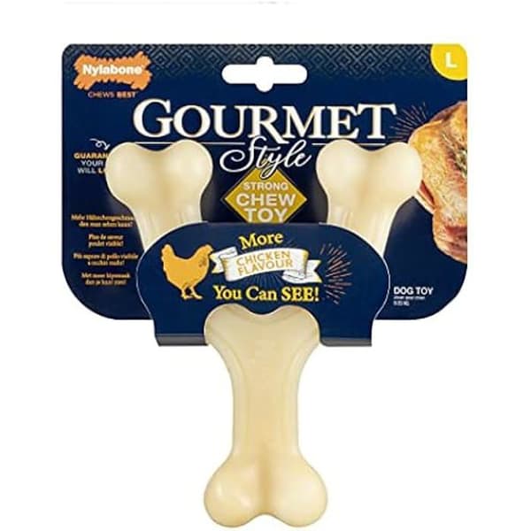 Tuggleksak - NYLABONE - Maximal styrka - Slitstark nylon - Kycklingsmak - För stora hundar