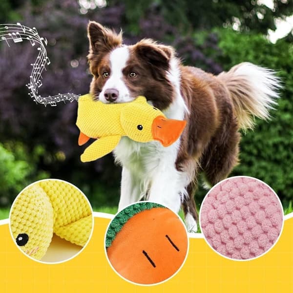 Piper tuggleksak Lugnande Duck Dog Toy, The Mellow Duck, Calming Duck Dog Toy, The Mellow Dog Lugnande kudde, The Mellow Dog Calming Dog Toy(Gul, S)