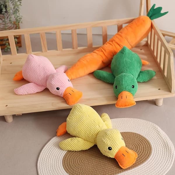 Piper tuggleksak Lugnande Duck Dog Toy, The Mellow Duck, Calming Duck Dog Toy, The Mellow Dog Lugnande kudde, The Mellow Dog Calming Dog Toy(Gul, S)