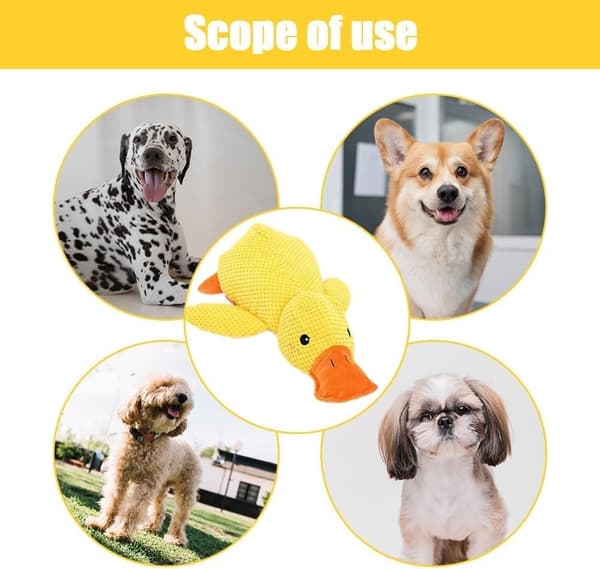 Piper tuggleksak Lugnande Duck Dog Toy, The Mellow Duck, Calming Duck Dog Toy, The Mellow Dog Lugnande kudde, The Mellow Dog Calming Dog Toy(Gul, S)