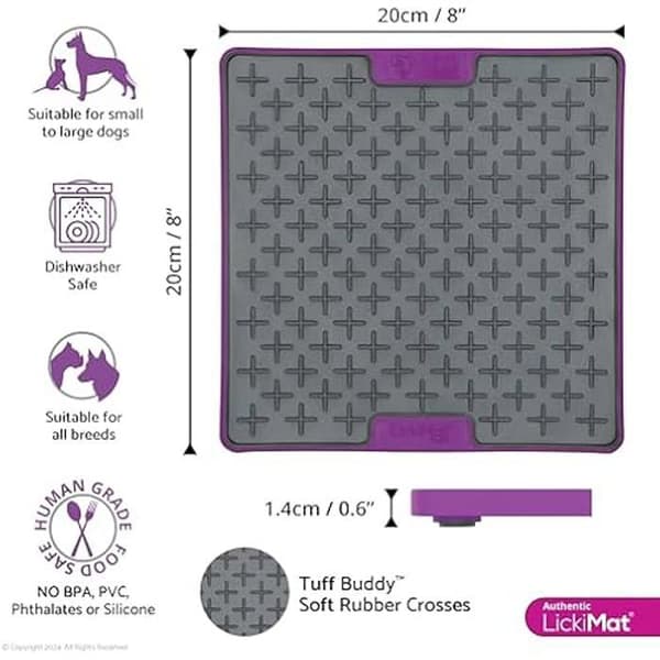 LickiMat Buddy Tuff - LICKIMAT - 20 x 20 cm - Lila - Storlek S - Giftfri plast