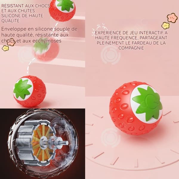 INN Strawberry Cat Toys Silikon Electric Intelligence Interactive Cat Toy Funny Cat Ball Uppladdningsbar kattleksak
