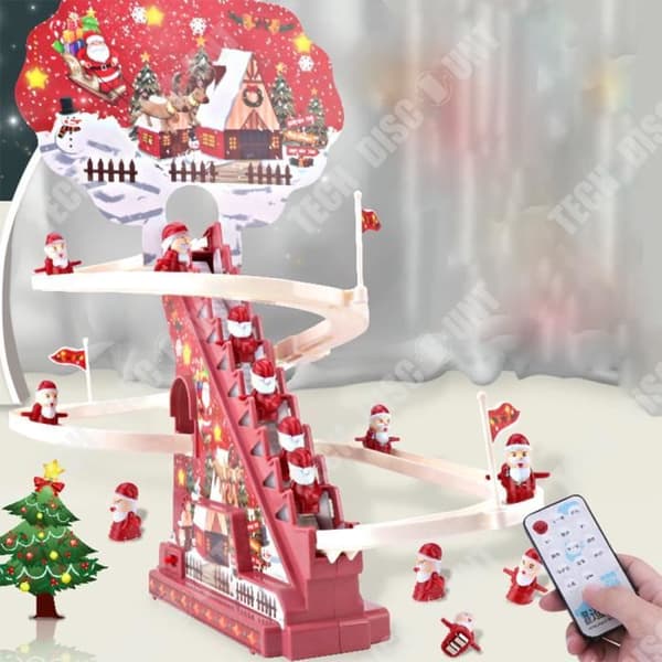 TD® Stor USB-driven jultrappklättringsväg, ljud och ljus i trappleksak, julklapp