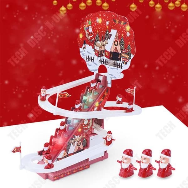 TD® Stor USB-driven jultrappklättringsväg, ljud och ljus i trappleksak, julklapp