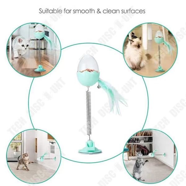TD® Leaky Food Ball Cat Toy Retande bas Sugkopp Penna Plast Cat Teasing Cat Stick Toy med ört